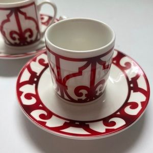 Hermes Guadalquivir Red Espresso Cup and Saucer set of 2